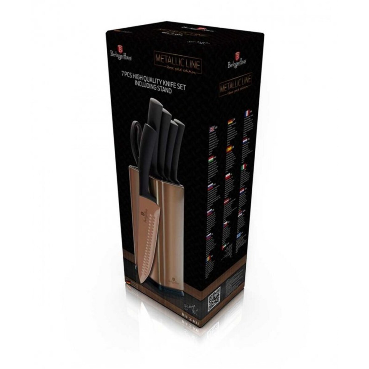 Zestaw noży w stojaku komplet noże BERLINGER HAUS Rosegold Metallic Line