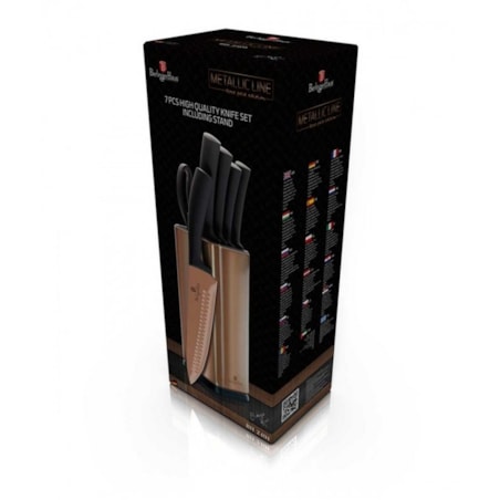 Zestaw noży w stojaku komplet noże BERLINGER HAUS Rosegold Metallic Line