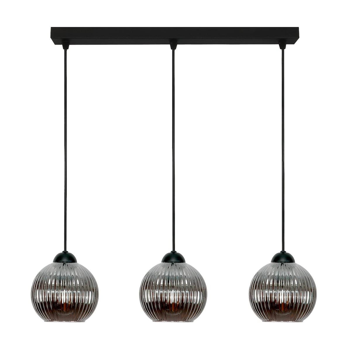 czarna lampa wisząca 3 punktowa edylit z grafitowymi kloszami
