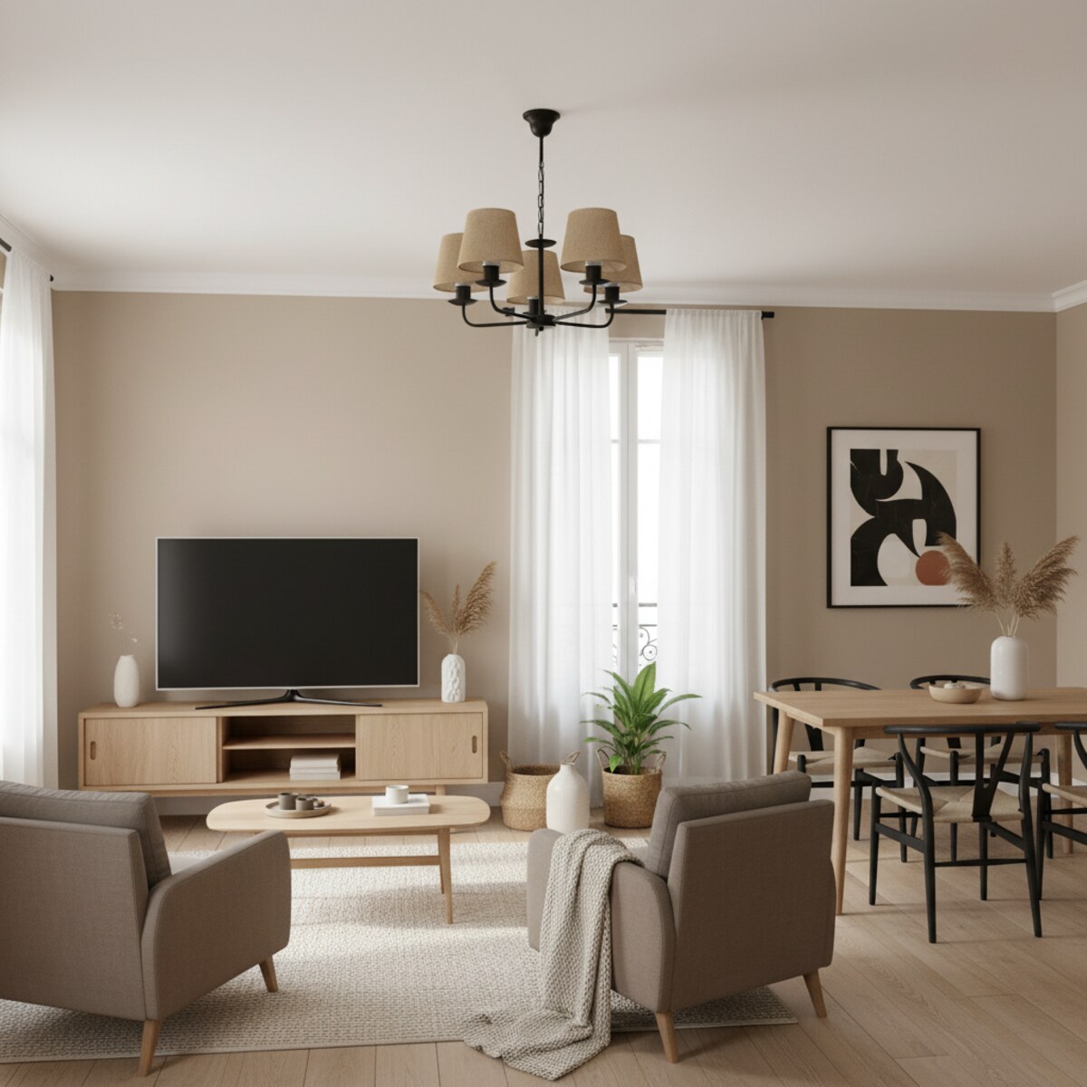 lampa wisząca boho 5 punktowa czarna edylit abażury z juty