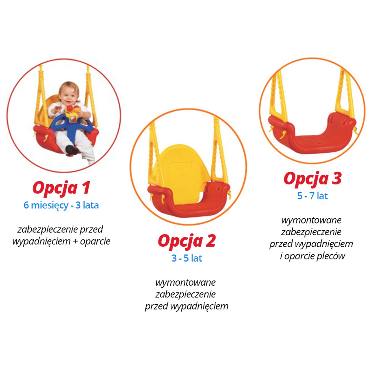 Huśtawka dla dzieci ogrodowa domowa modułowa 3w1 Ricokids