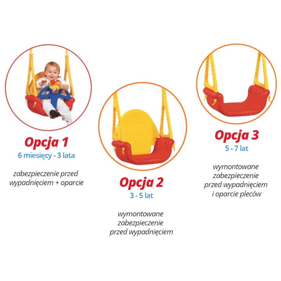 Huśtawka dla dzieci ogrodowa domowa modułowa 3w1 Ricokids