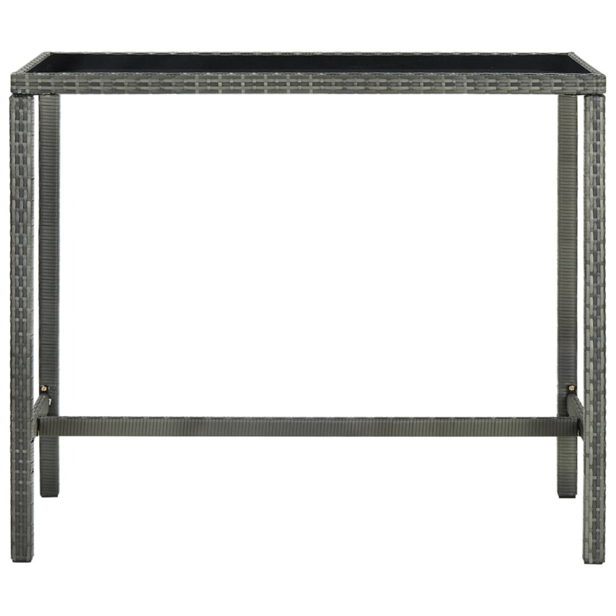 vidaXL Ogrodowy stolik barowy, szary 130x60x110 cm, polirattan i szkło