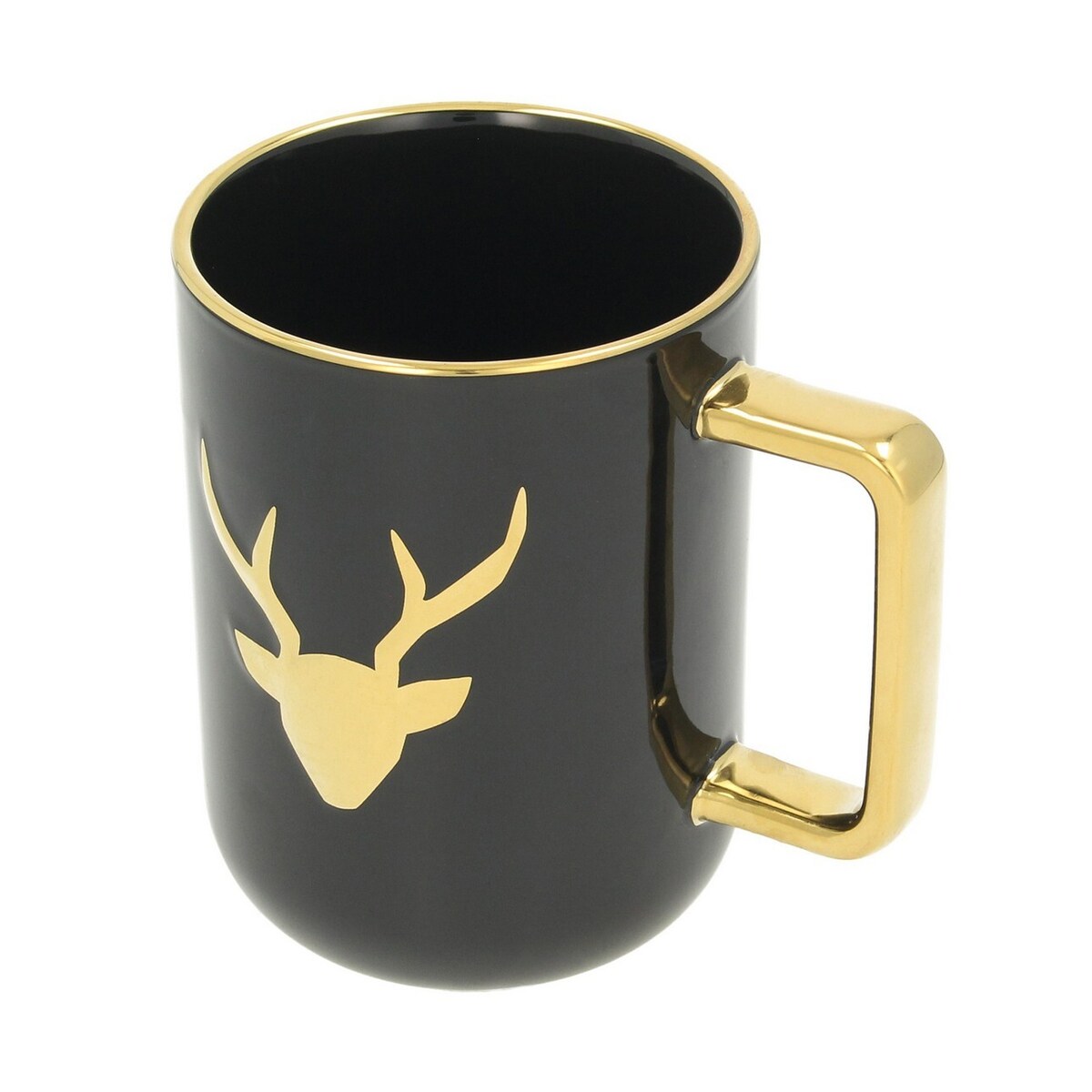 Kubek Christmas Time deer 400ml boże narodzenie, święta, świąteczne, czarny-złoty, 12 x 9 x 12 cm