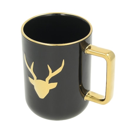 Kubek Christmas Time deer 400ml boże narodzenie, święta, świąteczne, czarny-złoty, 12 x 9 x 12 cm