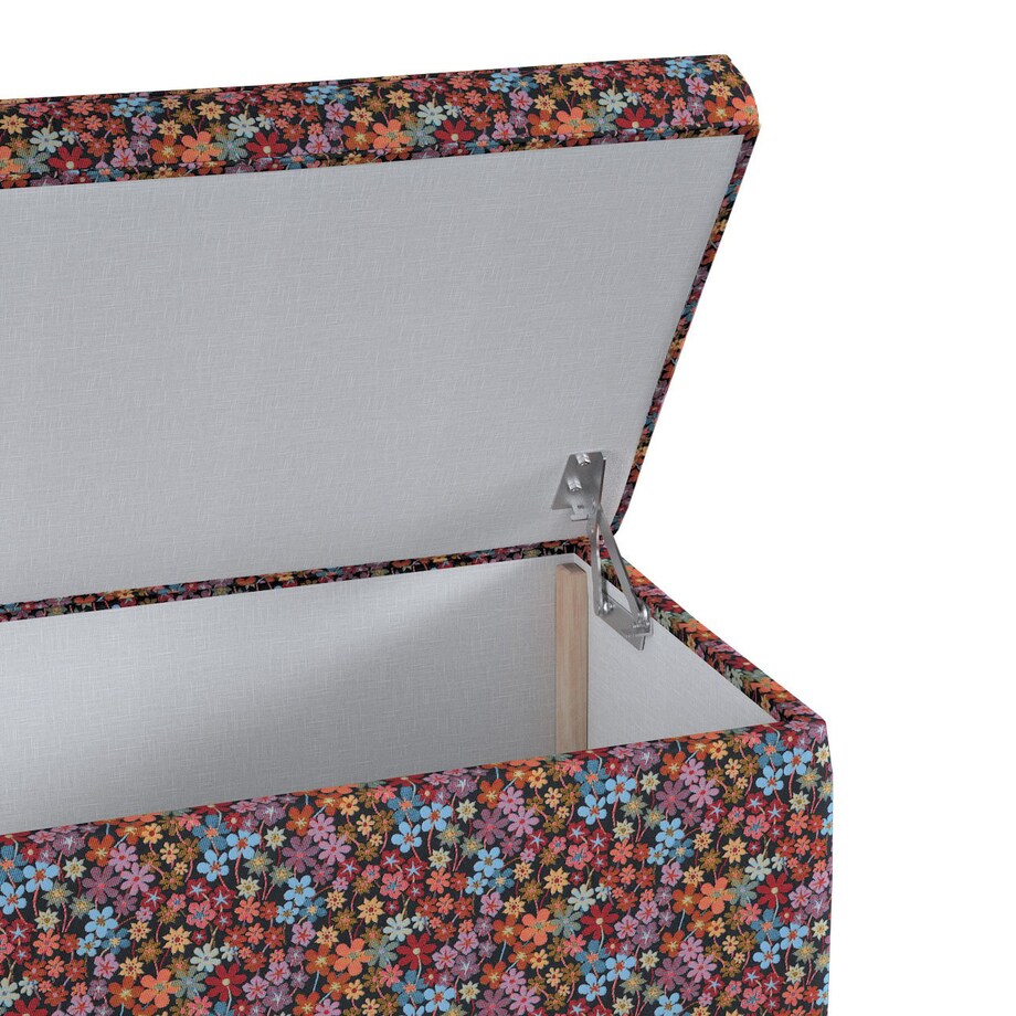Skrzynia tapicerowana, kolorowe kwiaty na czarnym tle, 90 x 40 x 40 cm, Intenso Premium
