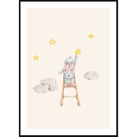 Poster Story, Plakat, Obraz - Króliczek Zbierający Gwiazdy, wymiary 30 x 42 cm