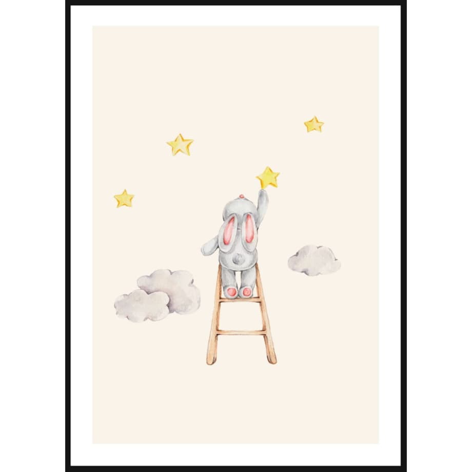 Poster Story, Plakat, Obraz - Króliczek Zbierający Gwiazdy, wymiary 30 x 42 cm