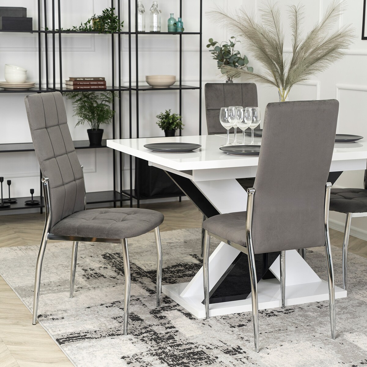 Krzesło MOLLY Szare Tapicerowane do Jadalni Welurowe
