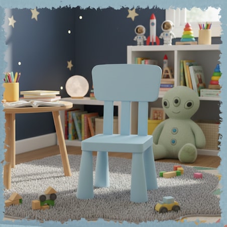 Krzesełko dla dzieci plastikowe z oparciem wygodne do pokoju niebieskie