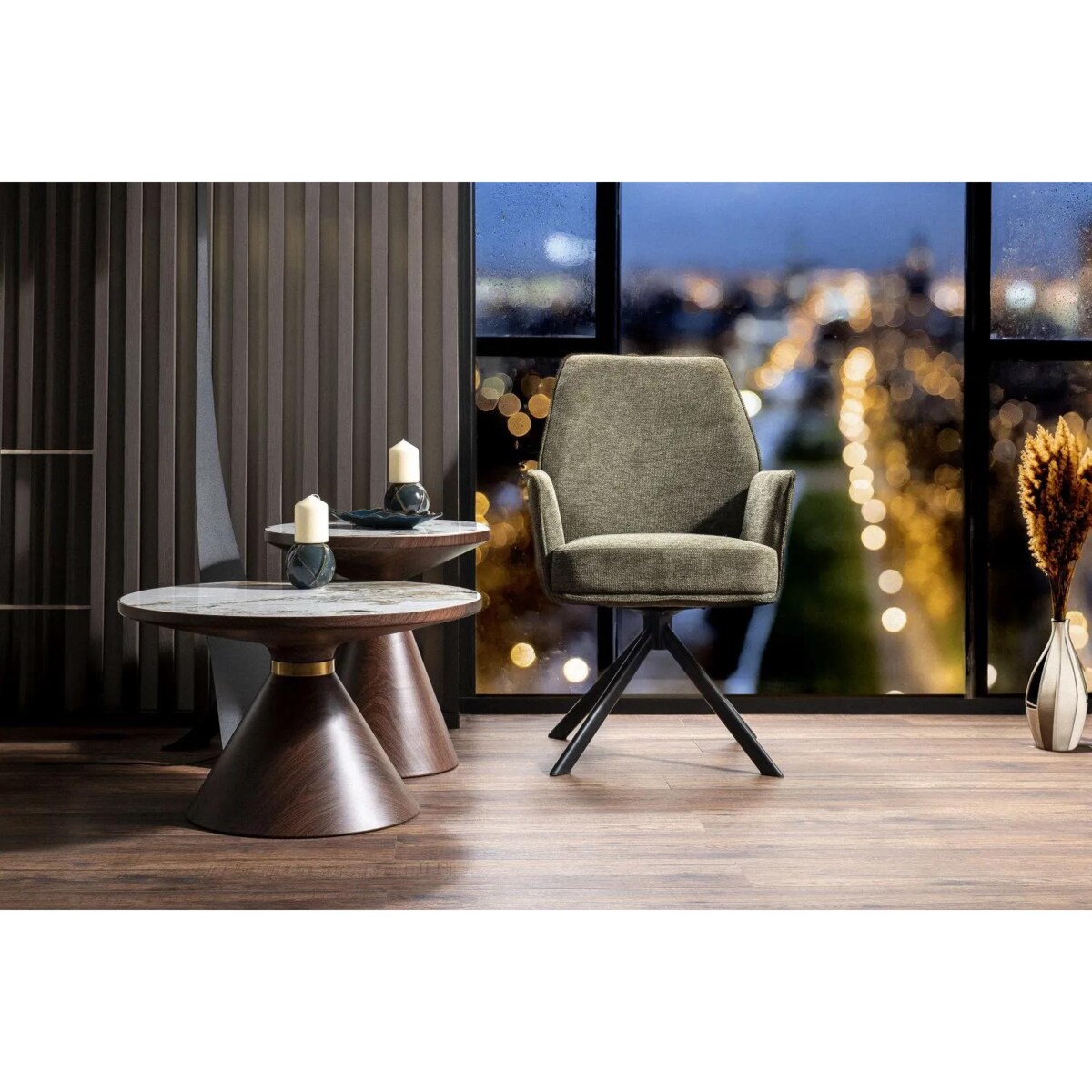 Ława NAPA B 50x50 biały marmur/brązowa