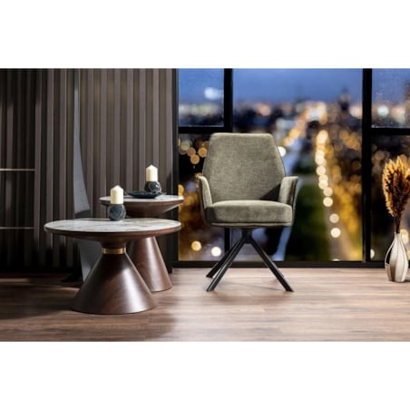 Ława NAPA B 50x50 biały marmur/brązowa