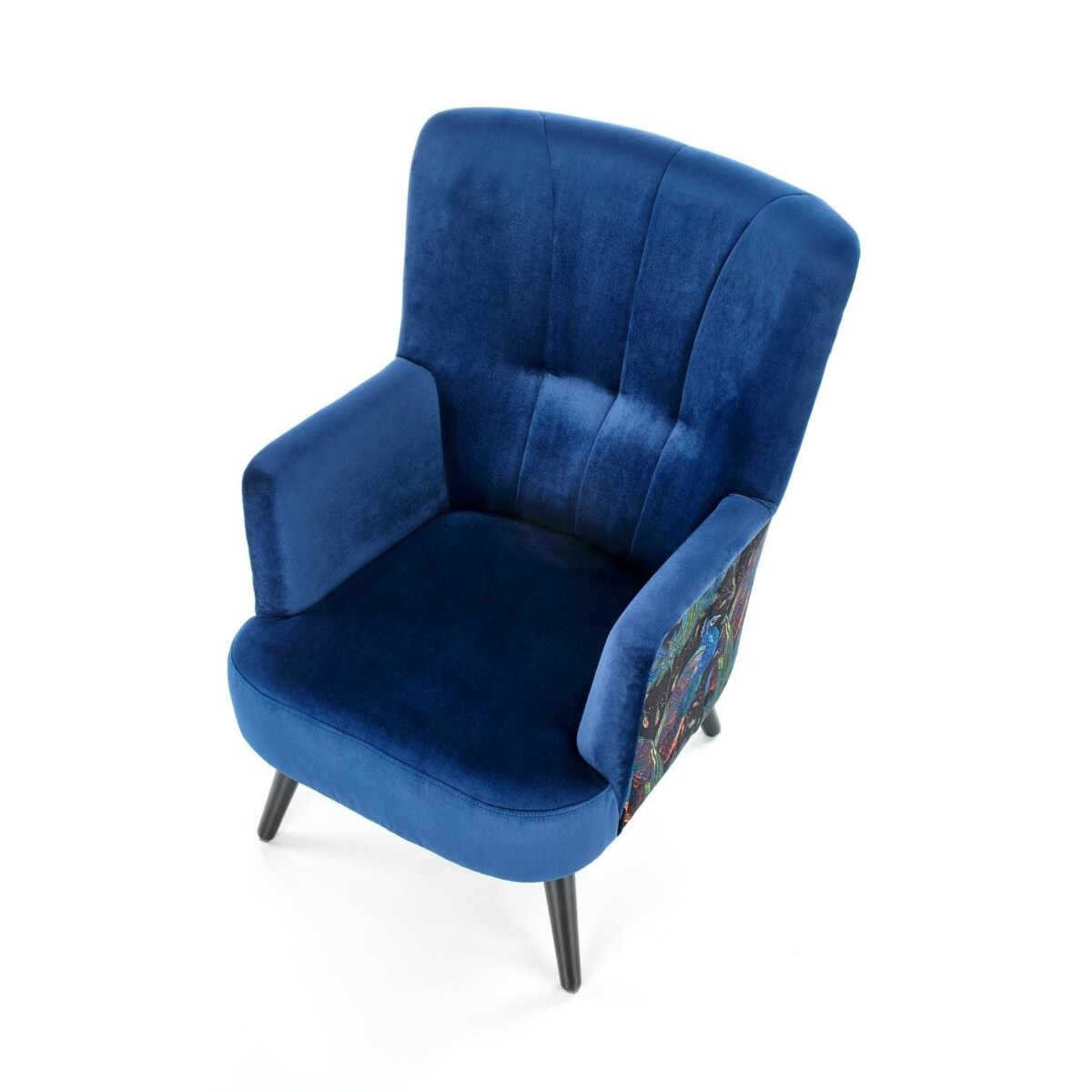 FOTEL WYPOCZYNKOWY Gredos granat WZÓR PTAKA drewniane nogi