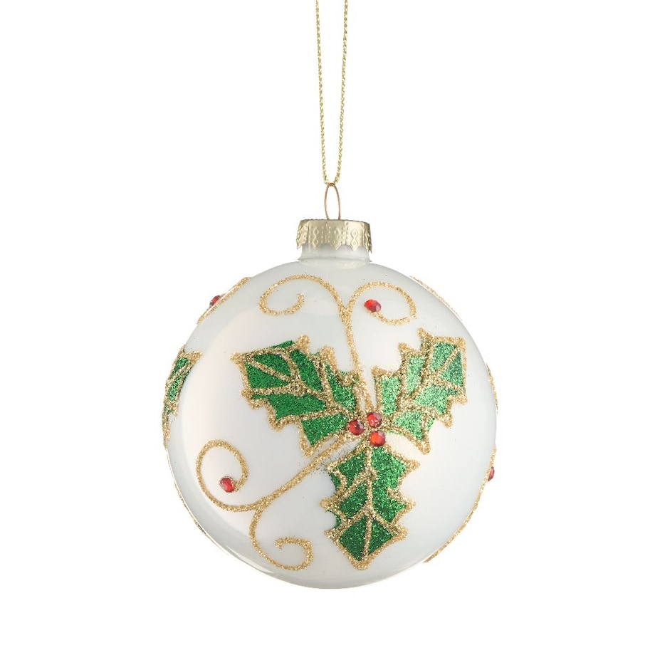 VILLA ITALIA Bombka szklana biała dekorowana 8 cm