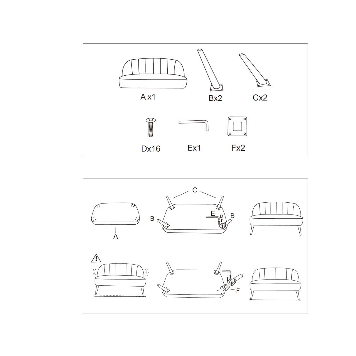 Mała sofa dwuosobowa NAOVA, aksamitne obicie, drewniane nóżki