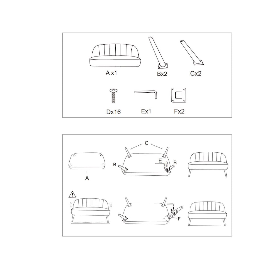Mała sofa dwuosobowa NAOVA, aksamitne obicie, drewniane nóżki