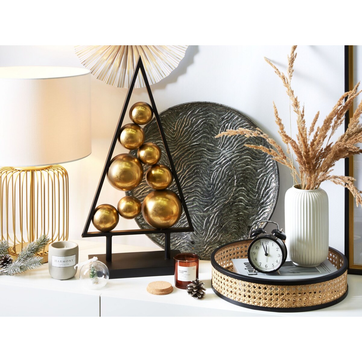 Figurka choinka metalowa czarno-złota RANUA