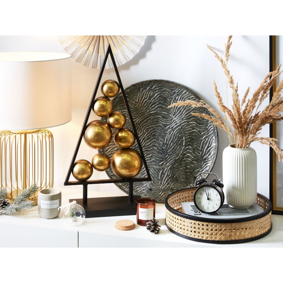 Figurka choinka metalowa czarno-złota RANUA