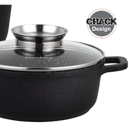 Zestaw 3 garnków z powłoką granitową 2.5l/4.3l/6.8L 8 ele KLAUSBERG crack design