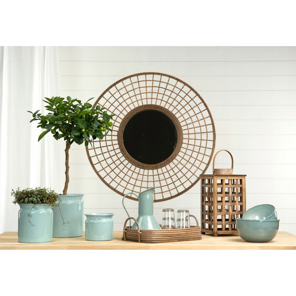 LUSTRO STYL BOHO bambusowe k. naturalny śr. 80cm