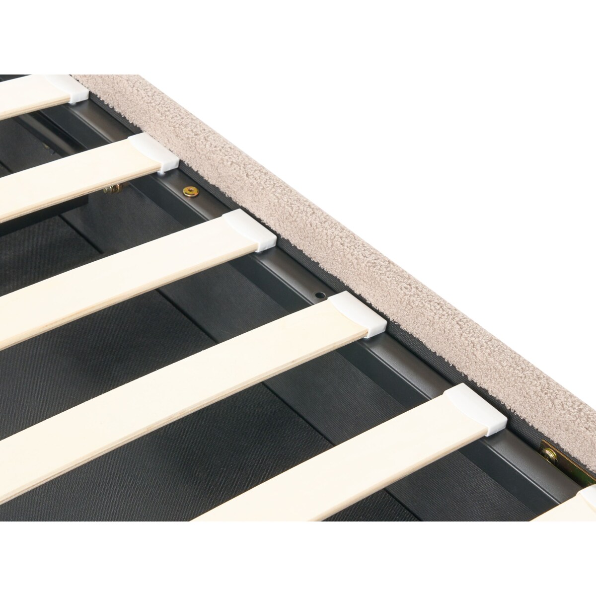 Łóżko z pojemnikiem Boucle LAVAUR 180 x 200 cm Beżowoszary