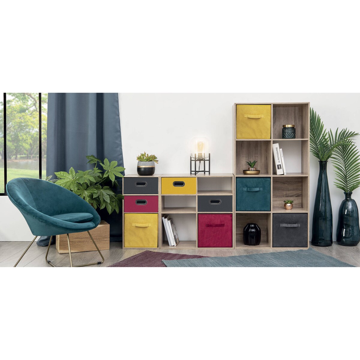 Pudło z uchwytem do przechowywania, welurowe