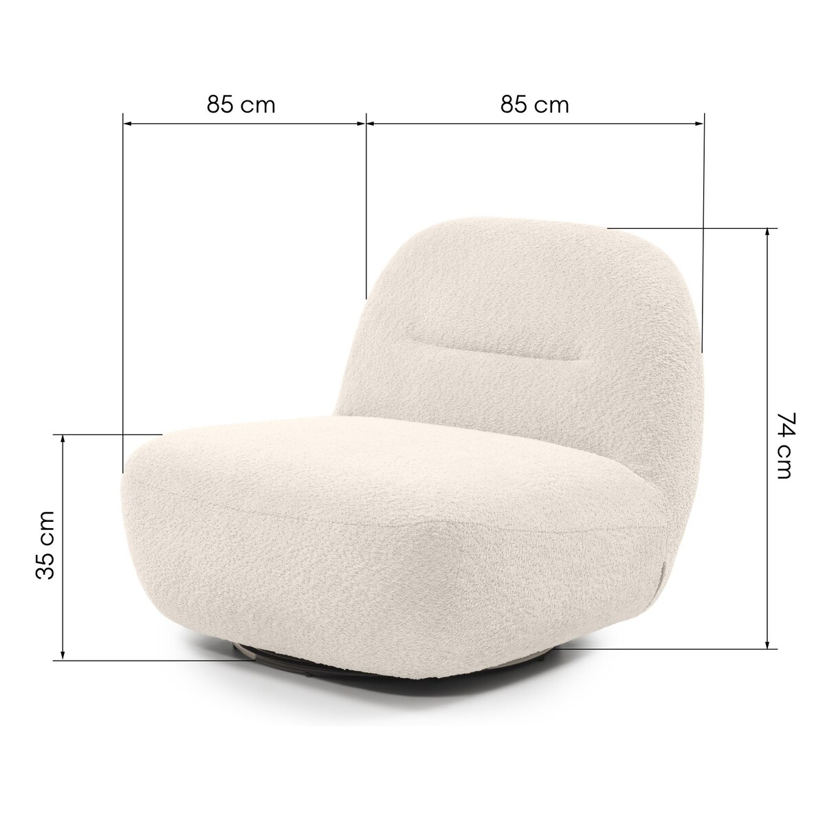 Fotel obrotowy bouclé kremowy Eroni