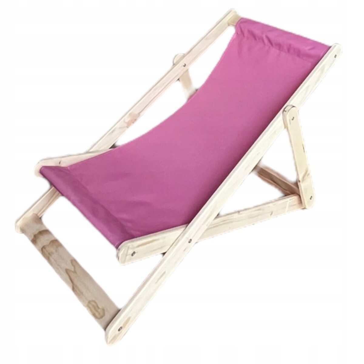 Leżak Dziecięcy Drewniany dla dzieci CERTYFIKOWANY Ogrodowy Plażowy Różowy