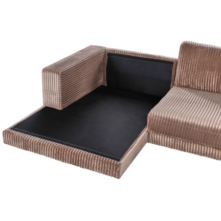 Narożnik LOFOTEN Sztruks Jasnobrązowy dla 3 osób Prawostronny