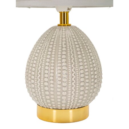 Lampa stołowa Flavi, kolor szary, ceramika, żelazo i tkanina, 15 x 15 x 30,5 cm, 1 x E14, do salonu i sypialni, Mauro Ferretti
