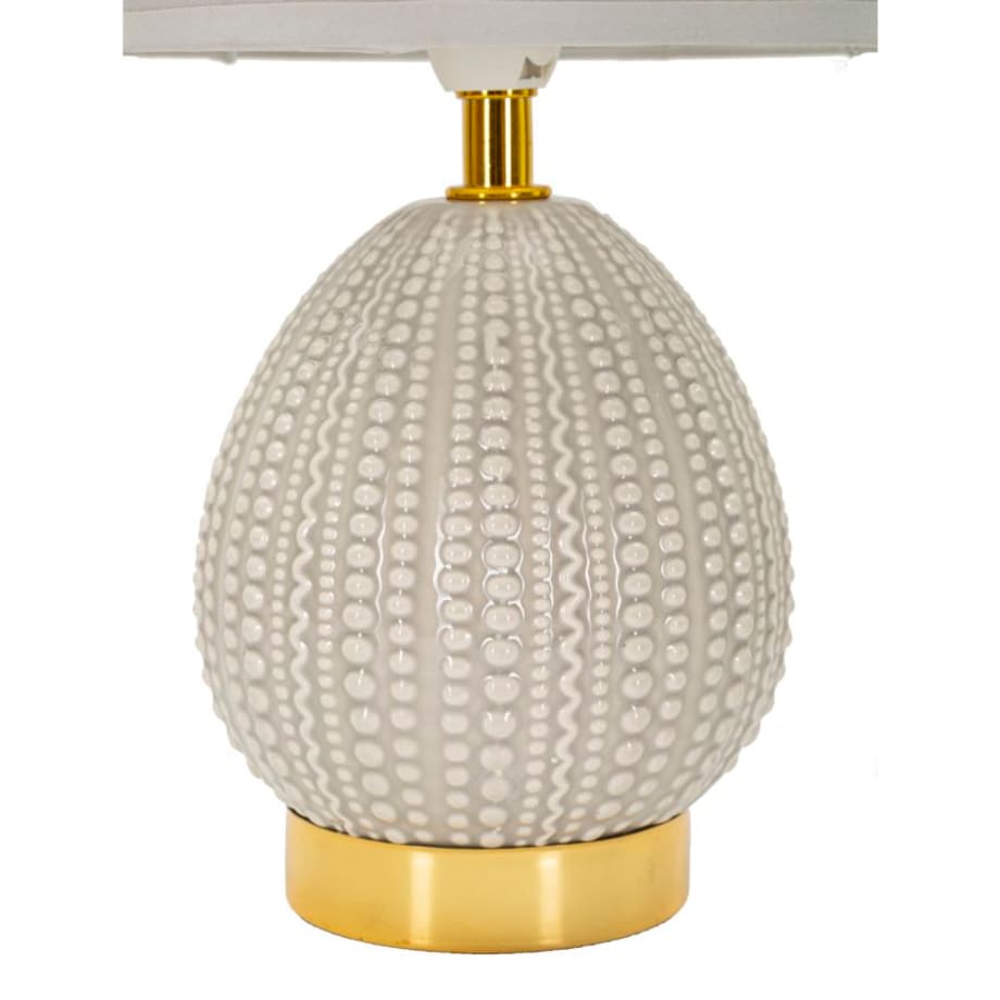 Lampa stołowa Flavi, kolor szary, ceramika, żelazo i tkanina, 15 x 15 x 30,5 cm, 1 x E14, do salonu i sypialni, Mauro Ferretti