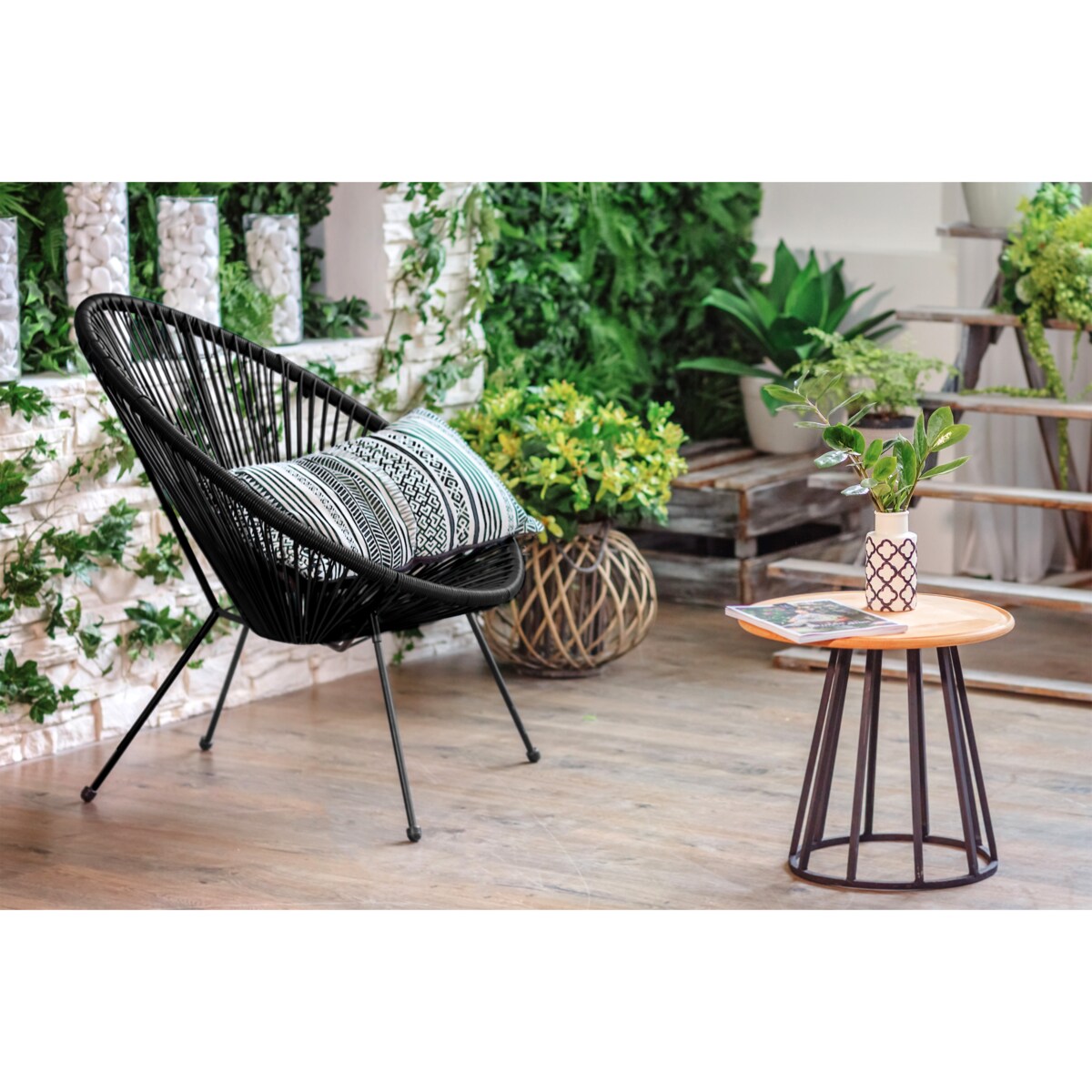 KONSIMO GROSTI Fotel rattanowy ogrodowy Acapulco, czarny