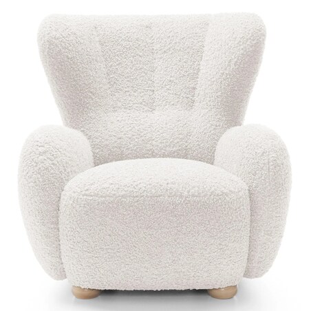Fotel uszak boucle 91x88x100 cm POLTRONA biały