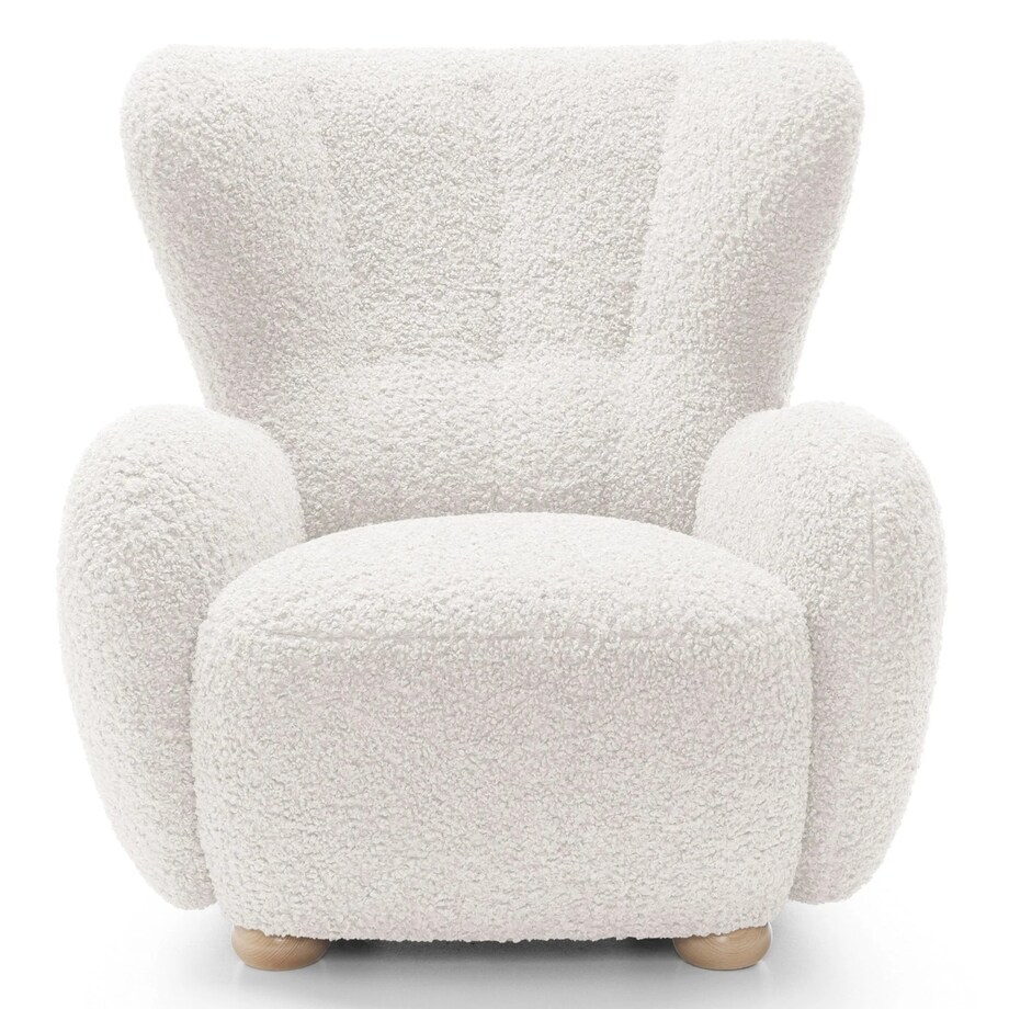 Fotel uszak boucle 91x88x100 cm POLTRONA biały
