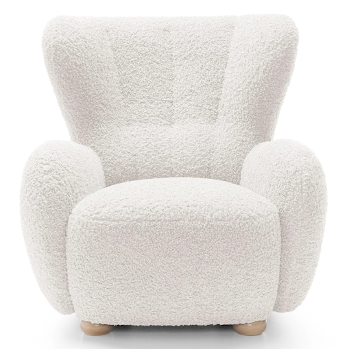 Fotel uszak boucle 91x88x100 cm POLTRONA biały