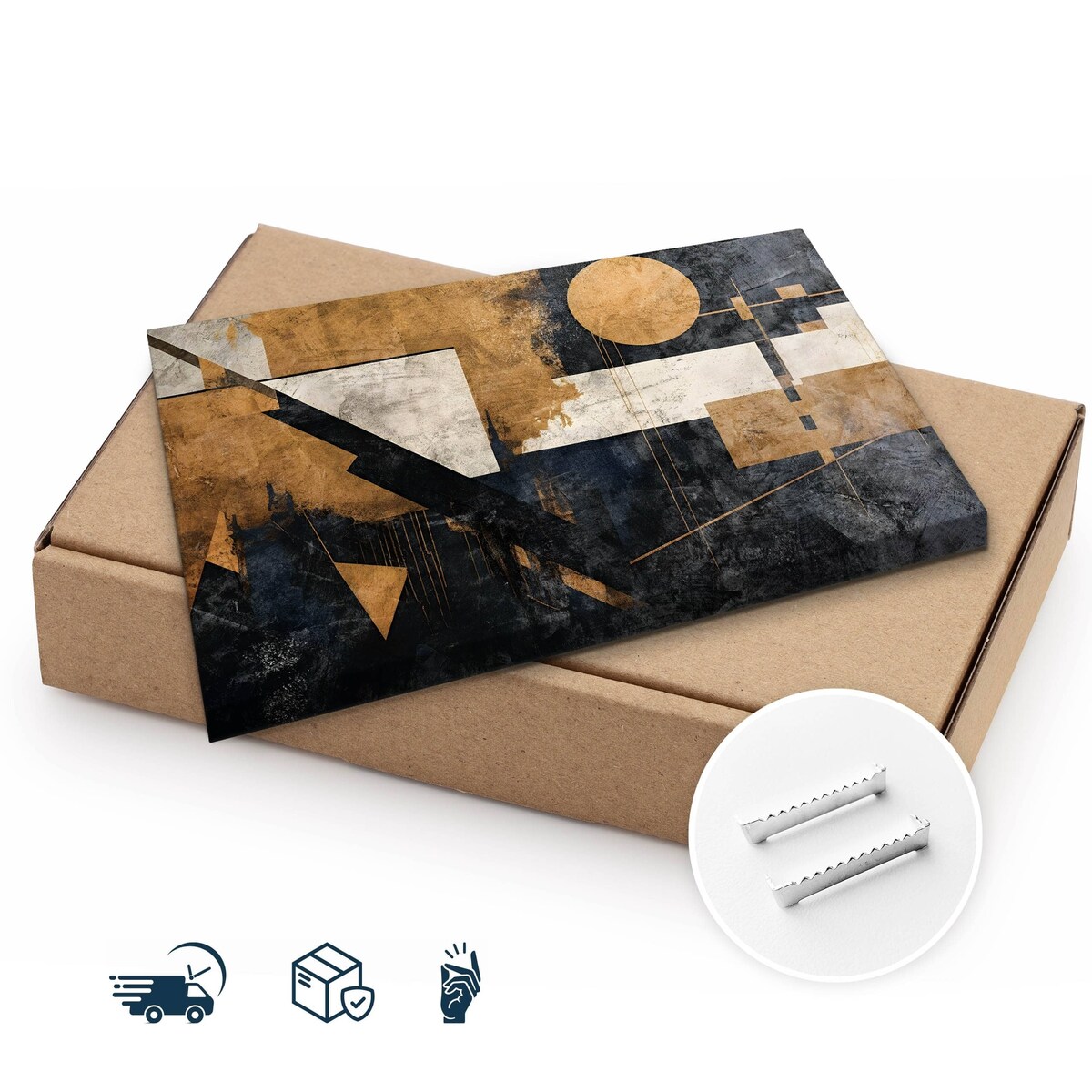 Obraz Na Płótnie Do Salonu Abstrakcja Geometryczna Styl Glamour 70x50cm