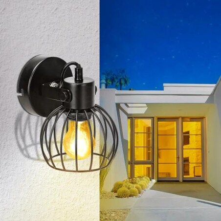 kinkiet ścienny voltaro cage lampa loftowa retro metalowa czarna