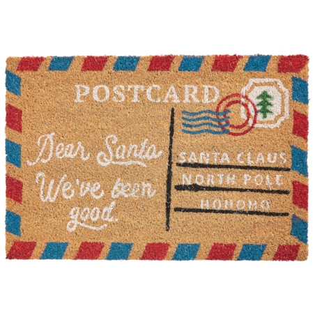 Wycieraczka KATALLA Naturalny 45 x 75 cm Wzór świąteczny Włókno kokosowe
