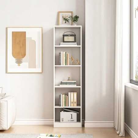 Biały regał stojący na książki półki wysoki nowoczesny słupek loft 182cm