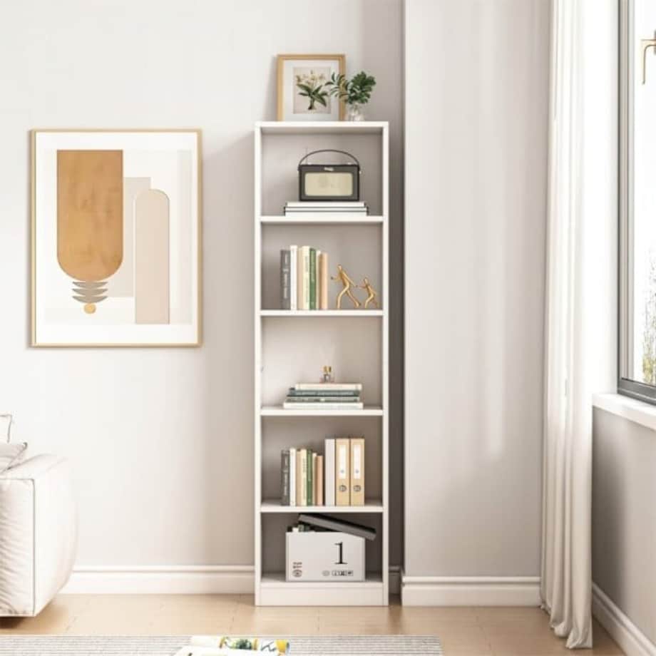 Biały regał stojący na książki półki wysoki nowoczesny słupek loft 182cm