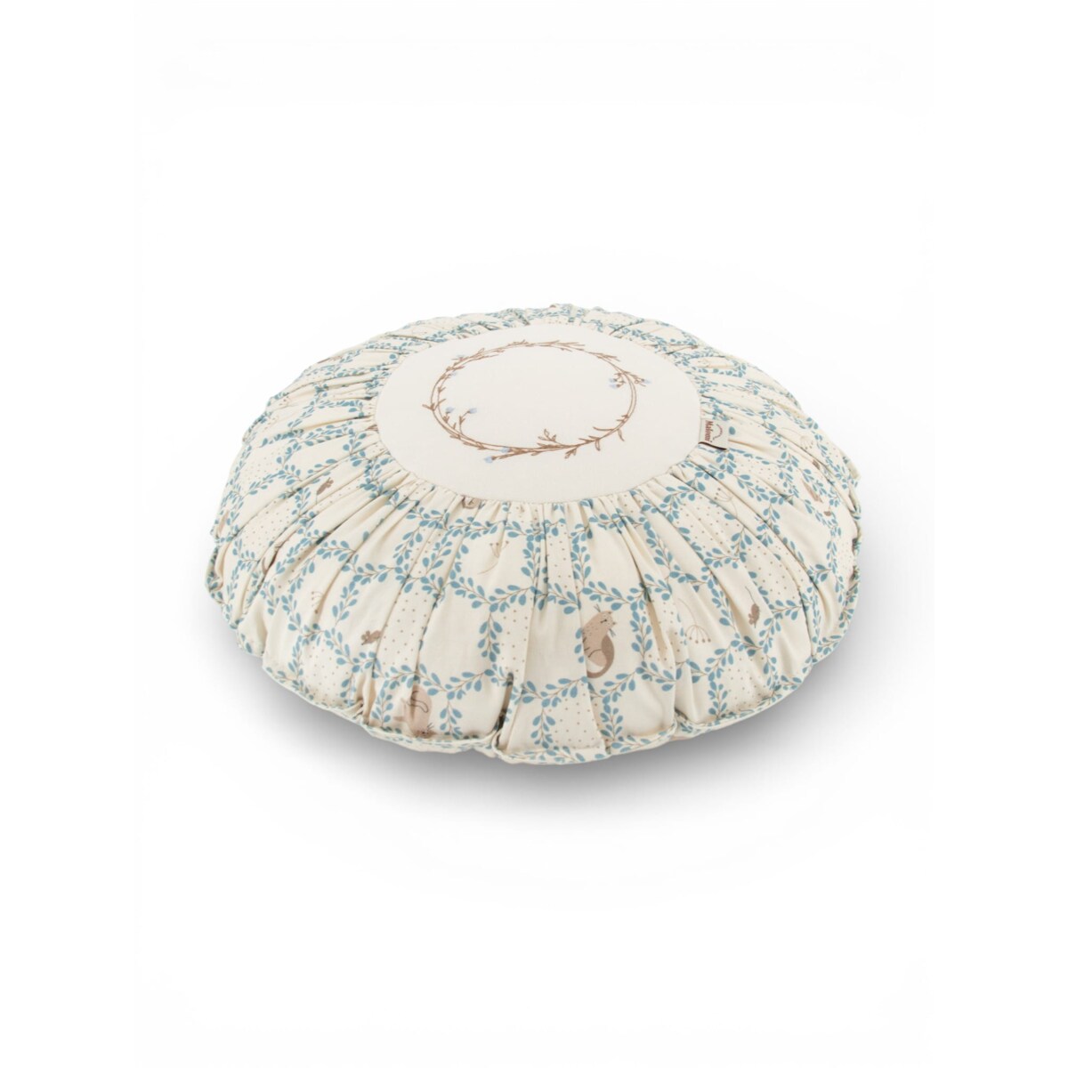 Poduszka dekoracyjna okrągła z haftem Blue Cottage