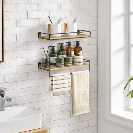 Półki 2 Sztuki, w stylu nowoczesnym dąb Artisan, czarny