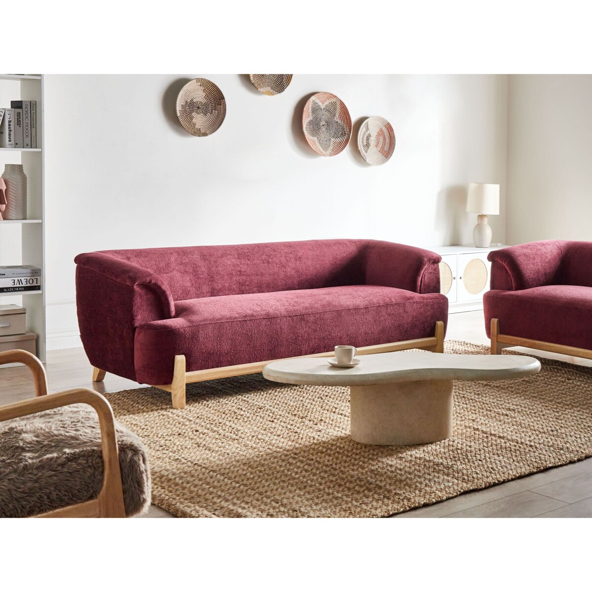 Sofa dla 3 osób ALNOR Szenil Burgundowy