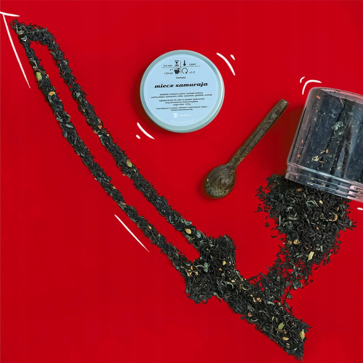 Herbata czarna MIECZ SAMURAJA kardamon imbir cynamon goździki pieprz 120g - herbata liściasta sypana mieszanka napar susz