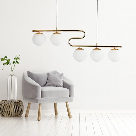 Lampa sufitowa wisząca złota białe kule APP1599-5CP