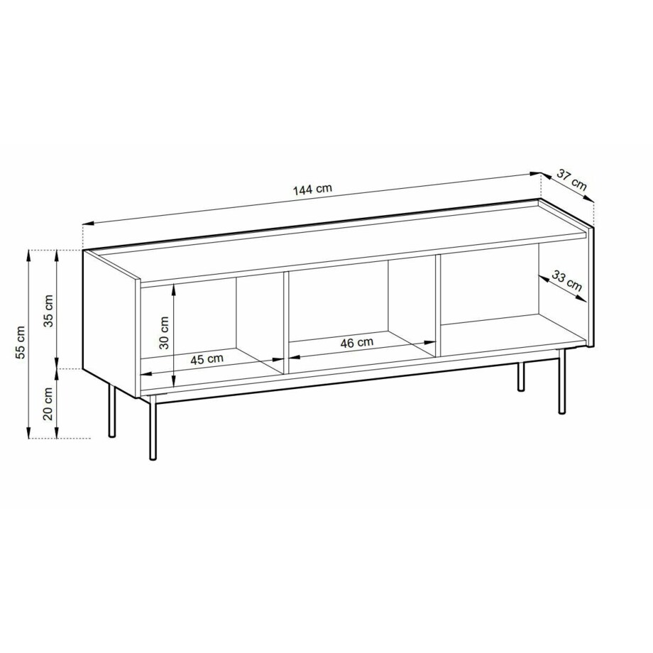 SZAFKA RTV Cashmer 3 SZAFKI metalowe nogi beżowa
