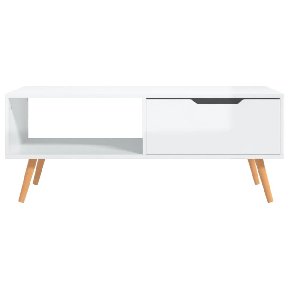 vidaXL Stolik kawowy, wysoki połysk, biały, 100x49,5x43 cm