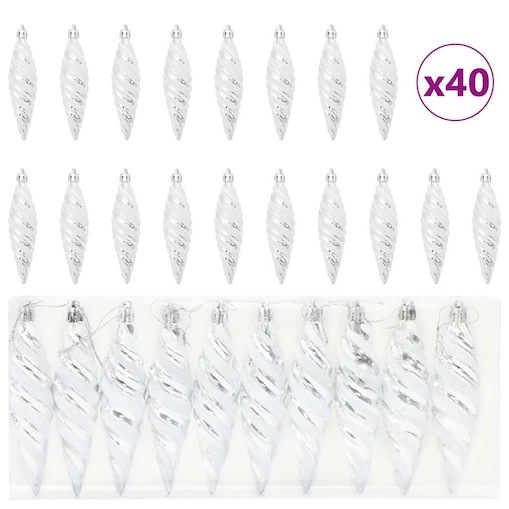 vidaXL Świąteczna kula w spiralnym kształcie 40 pcs Srebrny
