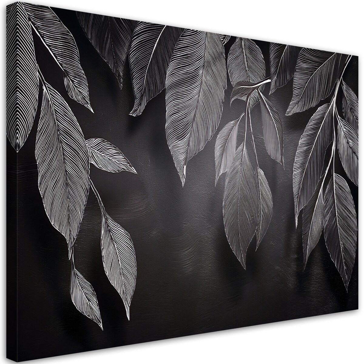 Obraz Minimalistyczny do salonu biura Liście Rośliny Czarno Biały 100x70