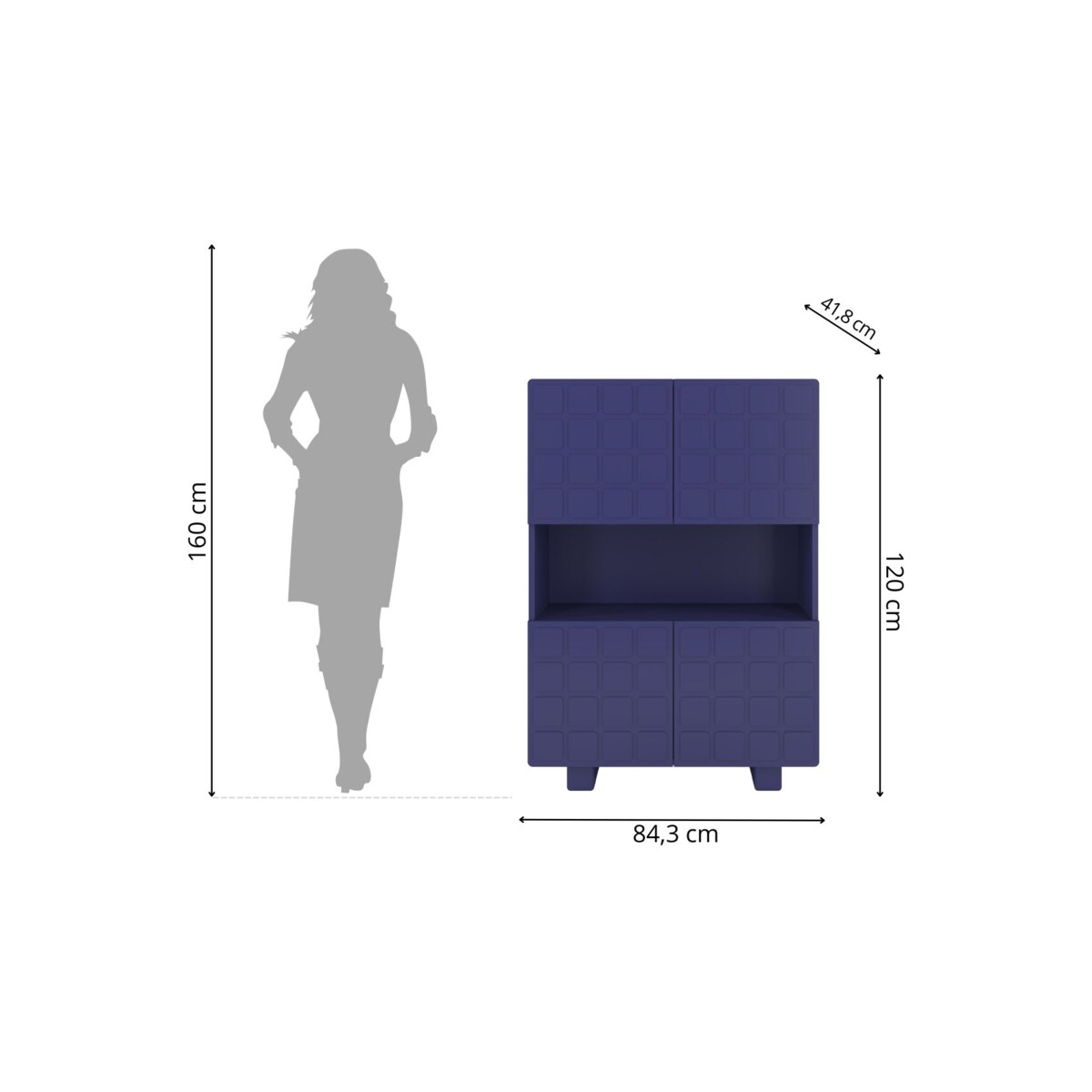 Nowoczesna komoda z frontami 3D Skandica CUBO HIGH / kolor granat szlachetny / szer. 85 cm